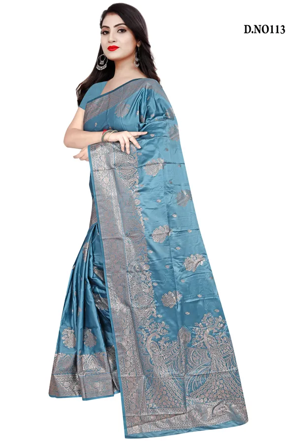 Rama_Satin_Silk_Zari_Woven_Peacock_Motif_Banarasi_Saree_For_Women