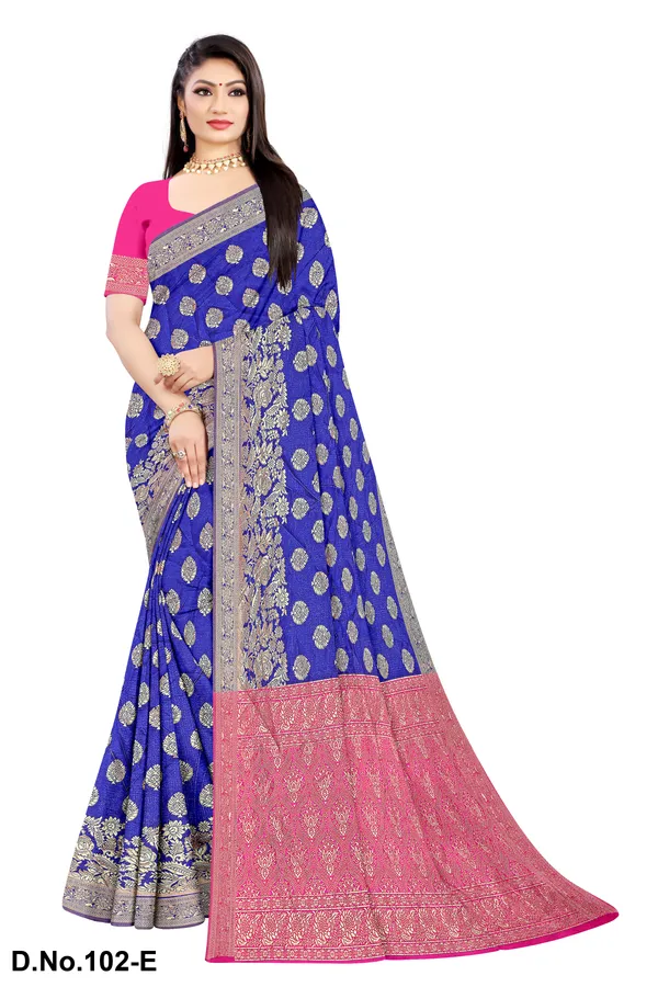 Magenta_And_Blue_Satin_Silk_Zari_Woven_Banarasi_Saree_For_Women