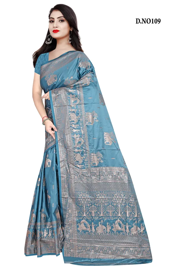 Teal_Silver_Zari_Woven_Banarasi_Saree_For_Women