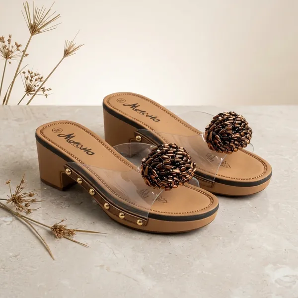 Tan_Synthetic_Pu_Beaded_Embellished_Open-Toe_Flat_Sandals_For_Women
