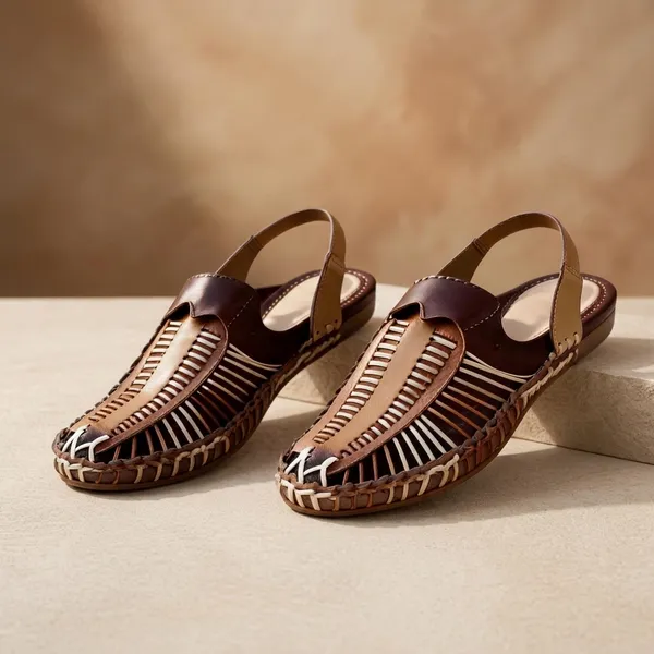 Brown_Synthetic_Pu_Woven_Open-Work_Slingback_Sandals_For_Women