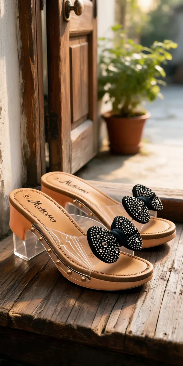 Black_Synthetic_Pu_Embellished_Bow_Wedge_Sandals_For_Women