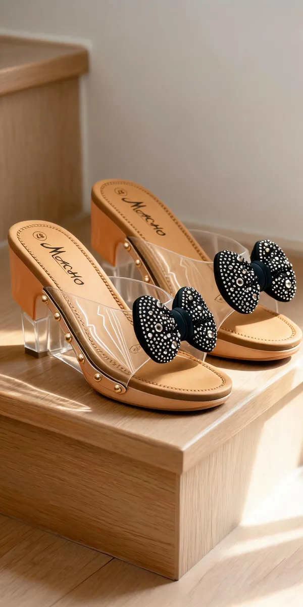 Black_Synthetic_Pu_Embellished_Bow_Wedge_Sandals_For_Women