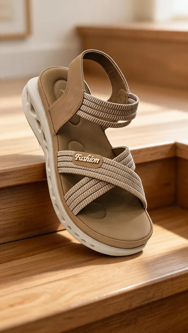 Beige_Synthetic_Pu_Crisscross_Strap_Wedge_Sandals_For_Women