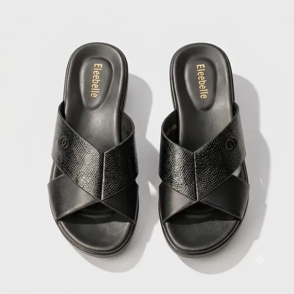 Gun_Metal_colour_Synthetic_Pu_Leather_Textured_Slip-On_Sandals_For_Women