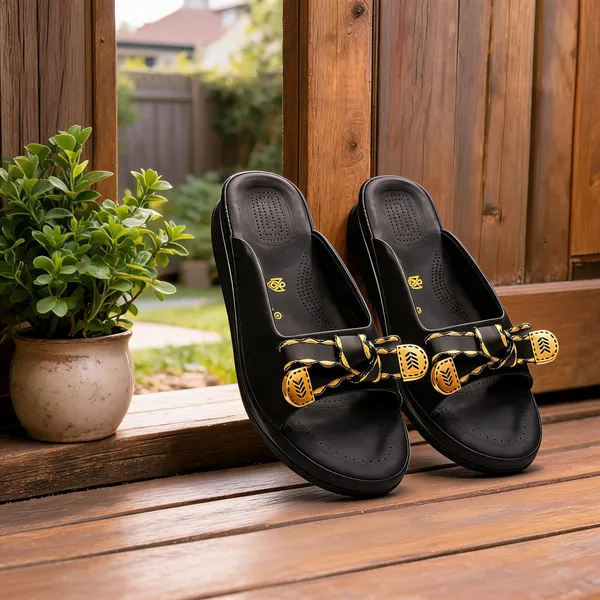 Black_Synthetic_Pu_Leather_Embellished_Slip-On_Sandals_For_Women