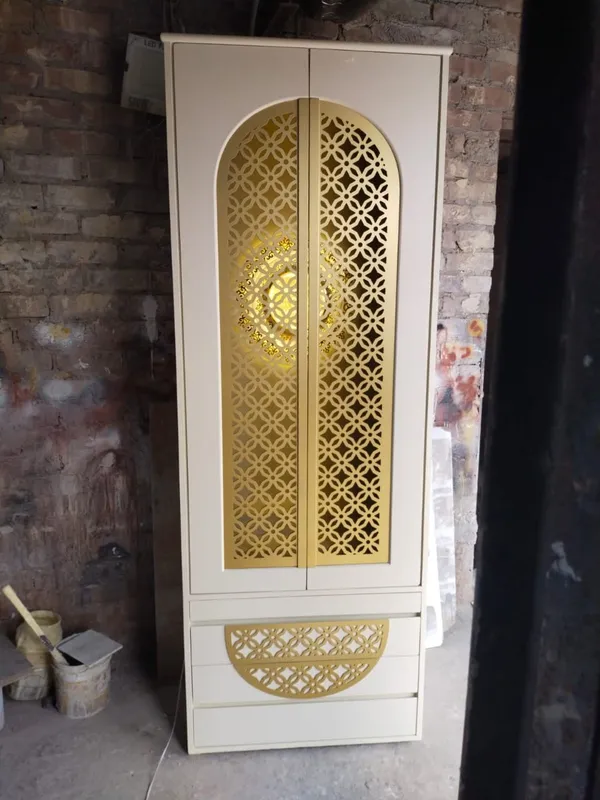 White_Decorative_Lattice_Pooja_Mandir_Cabinet