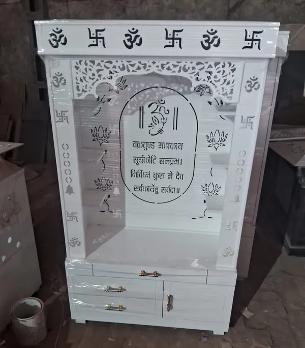 White_Traditional_Carved_Pooja_Mandir_Cabinet