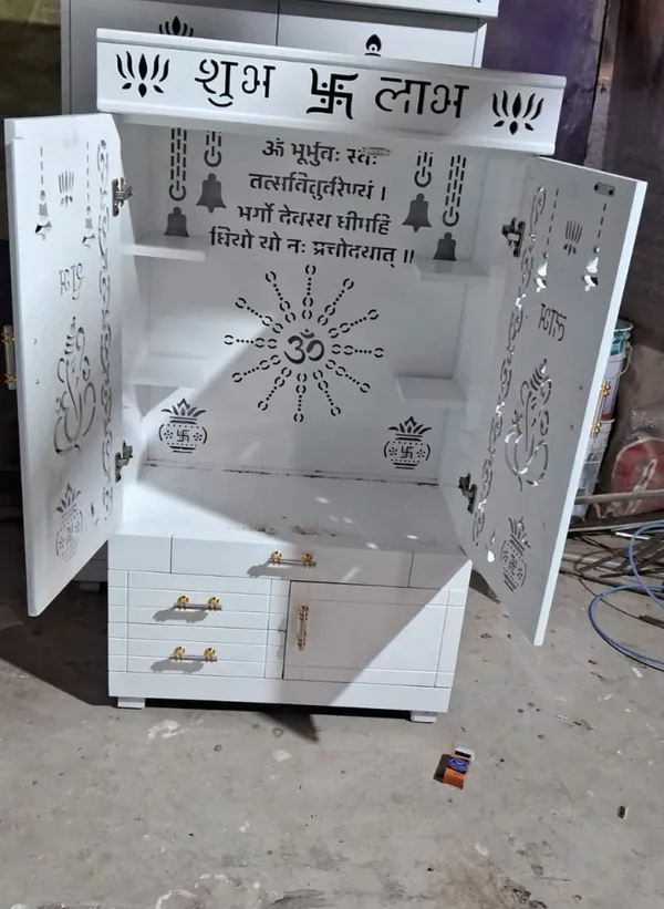 White_Traditional_Motif_Pooja_Mandir_Cabinet