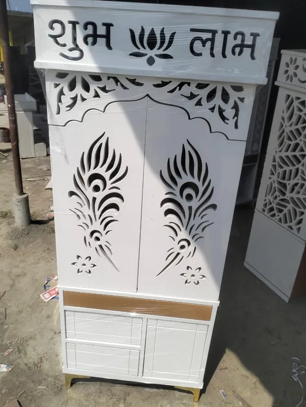 White_Traditional_Peacock_Motif_Pooja_Mandir