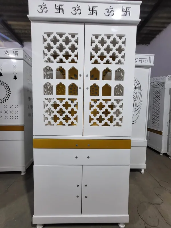 White_Traditional_Cutwork_Pooja_Mandir_Cabinet