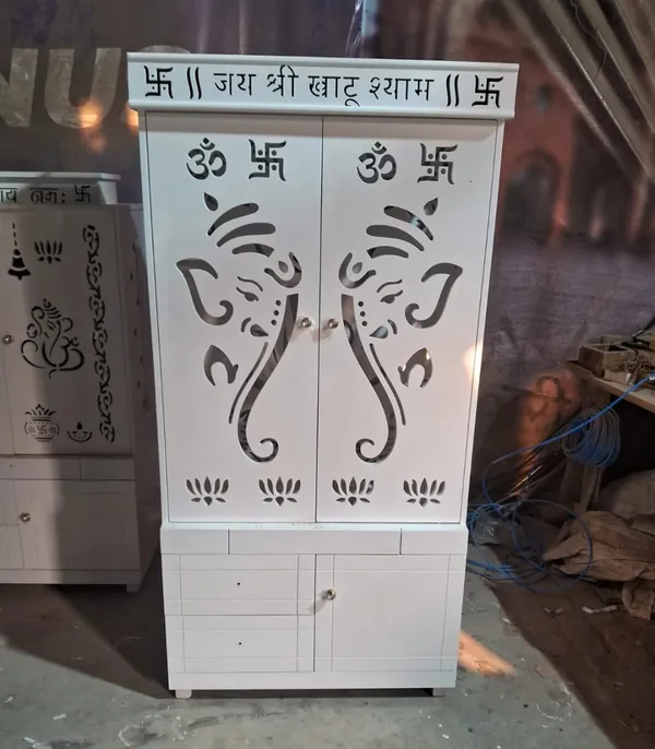 White_Traditional_Ganesha_Motif_Pooja_Mandir_Cabinet