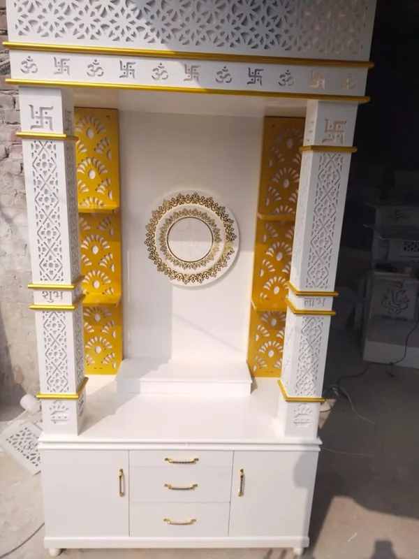 White_Traditional_Home_Temple_With_Storage_Drawers