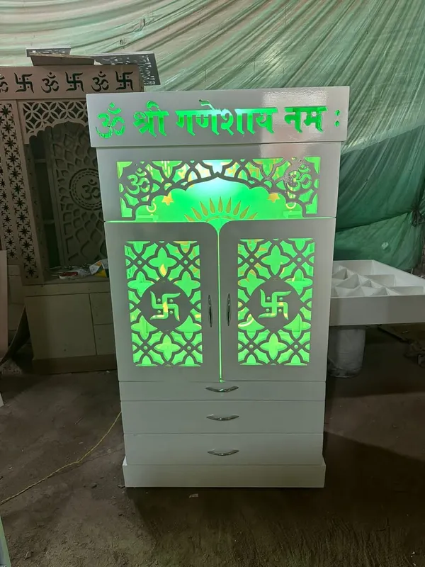 White_Traditional_Cutwork_Pooja_Mandir_Cabinet