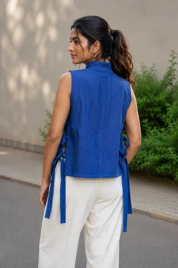 Blue_X_Denim_High_Neck_Tie-Up_Crop_Top_For_Women