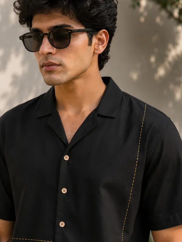 Sundial_X_Golden_Ray_Black_Men'S_Shirt