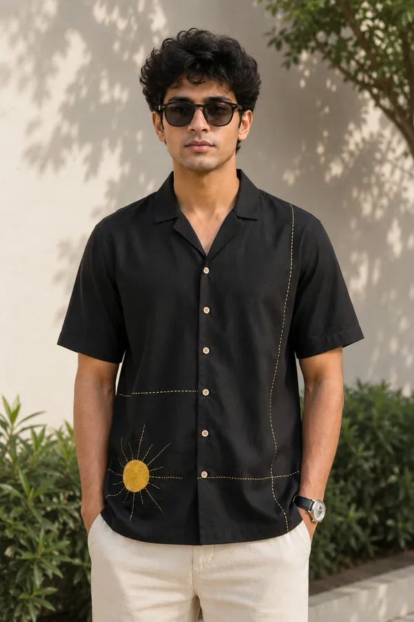 Sundial_X_Golden_Ray_Black_Men'S_Shirt