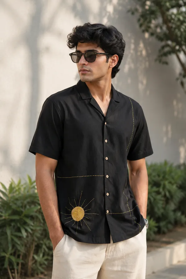 Sundial_X_Golden_Ray_Black_Men'S_Shirt