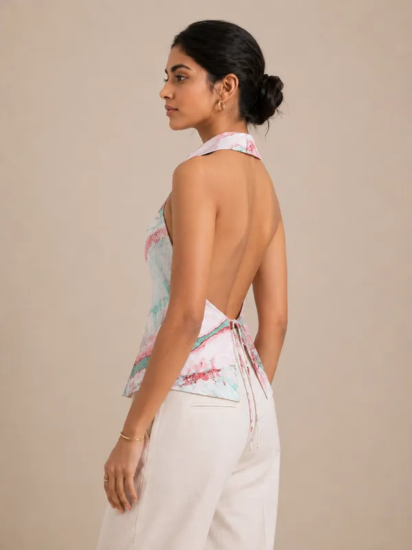 Pink_X_Marble__Halter_Neck_Crop_Top_For_Women