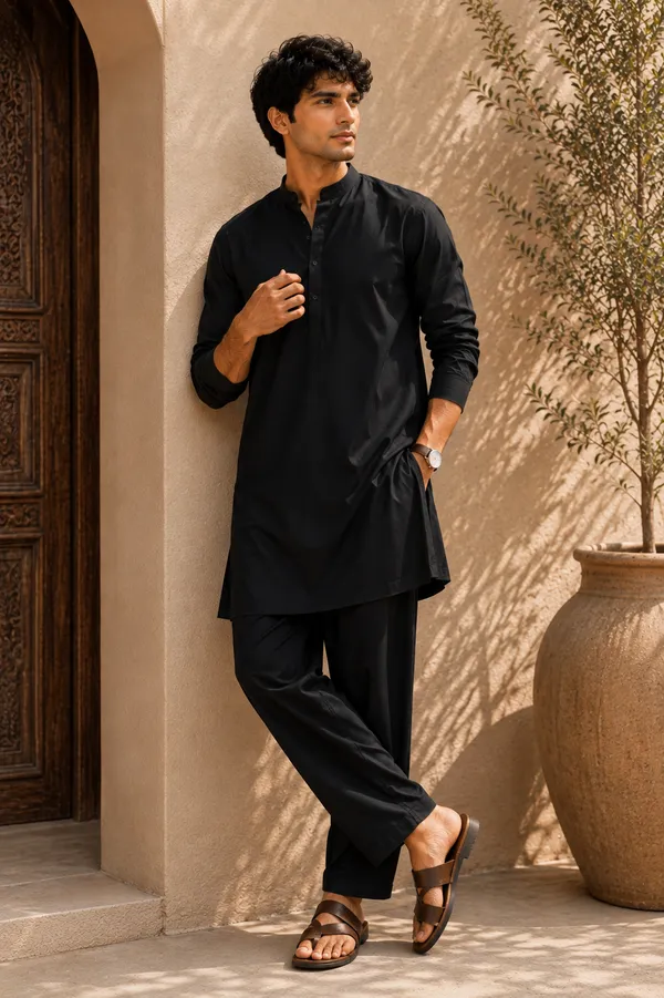 Royale_X_Black_Plain_Kurta_Pajama_Set