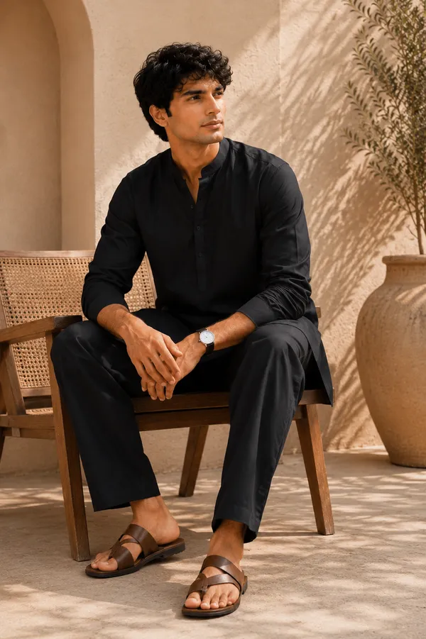 Royale_X_Black_Plain_Kurta_Pajama_Set