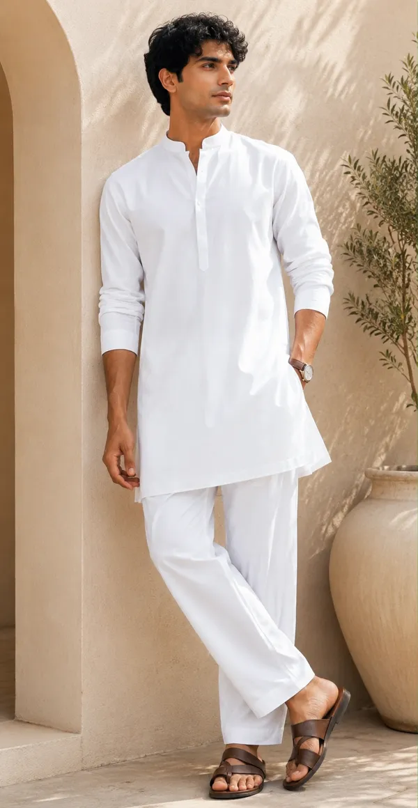 Royale_X_White_Plain_Kurta_Pajama_set