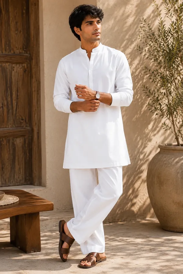 Royale_X_White_Plain_Kurta_Pajama_set