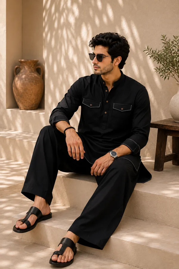 Virsa_X_Kantha_Stitch_Black_Kurta_Pajama_Set