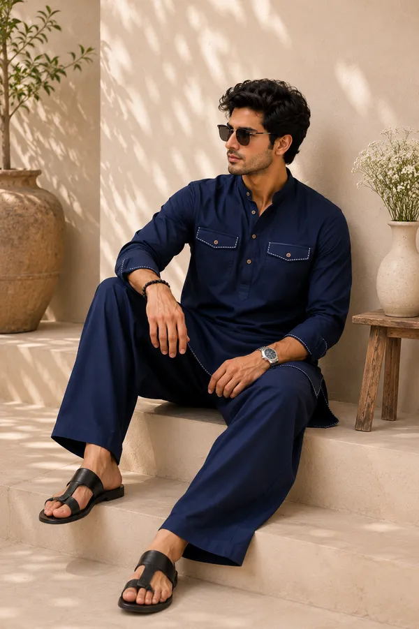 Virsa_X_Kantha_Stitch_Navy_Kurta_Pajama_Set