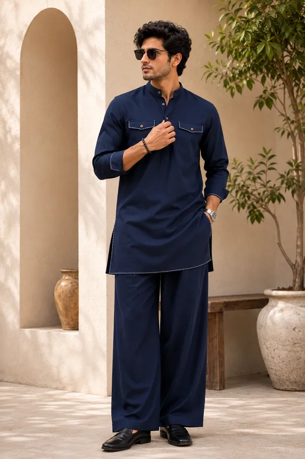 Virsa_X_Kantha_Stitch_Navy_Kurta_Pajama_Set