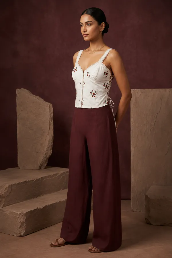 White_X_Camellia_Women'S_Corset_Crop_Top