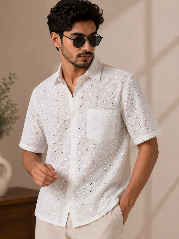 Chikankari_X_Ivory_Men'S_Shirt