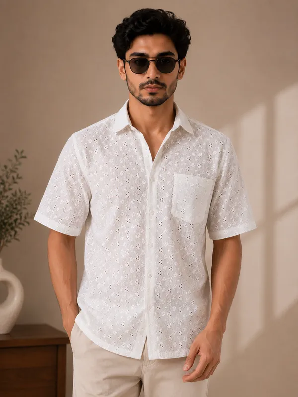 Chikankari_X_Ivory_Men'S_Shirt