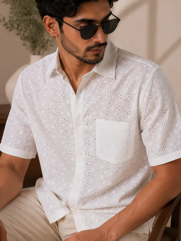 Chikankari_X_Ivory_Men'S_Shirt