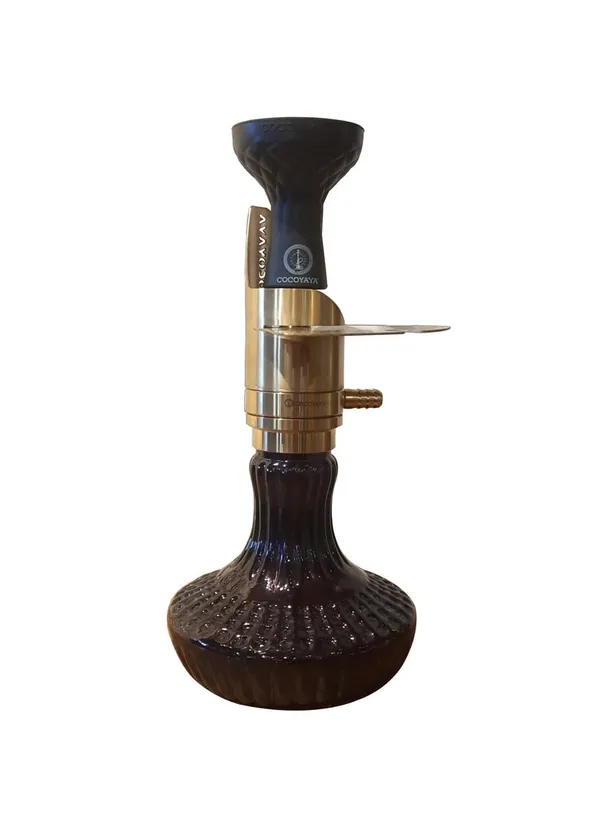 Brown_And_Golden_Glass,_Stainless_Steel,_Silicone_Glass_Hookah_With_Hose_For_Adults,_Hookah_Use,_Home_Lounge
