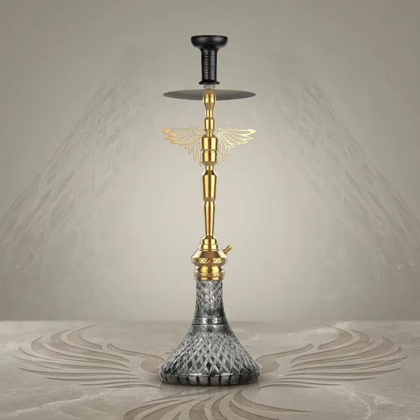 Golden_And_Black_Glass,_Stainless_Steel,_Aluminum_Alloy_Hookah_For_Adults,_Hookah_Use,_Home_Lounge