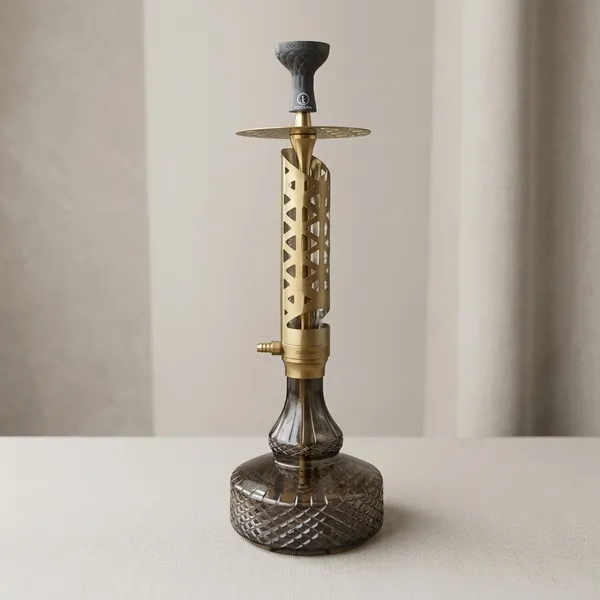 Brown_And_Golden_Glass,_Stainless_Steel,_Aluminum_Alloy_Hookah_For_Adults,_Hookah_Use,_Home_Lounge
