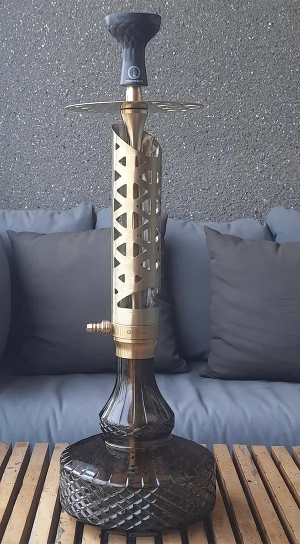Brown_And_Golden_Glass,_Stainless_Steel,_Aluminum_Alloy_Hookah_For_Adults,_Hookah_Use,_Home_Lounge