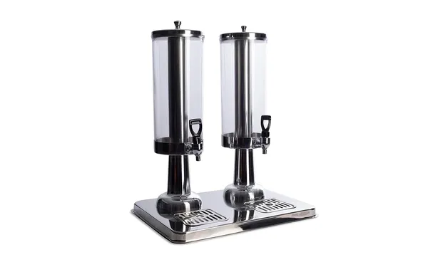 Double_Juice_Dispenser_With_Stand_6l_Capacity_Clear_Acrylic_With_Chrome_Base