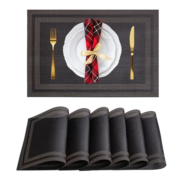 Placemats_Set_Of_6_Black_With_Gold_Border_42_X_28_Cm_Dining_Table_Mats