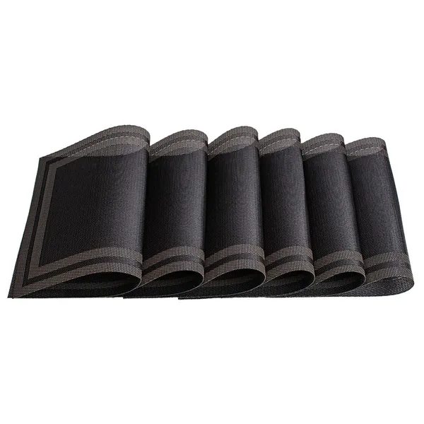 Placemats_Set_Of_6_Black_With_Gold_Border_42_X_28_Cm_Dining_Table_Mats
