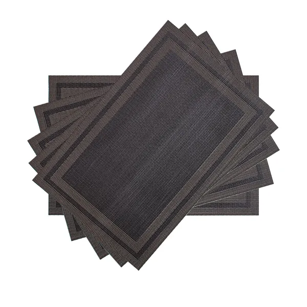 Placemats_Set_Of_6_Black_With_Gold_Border_42_X_28_Cm_Dining_Table_Mats