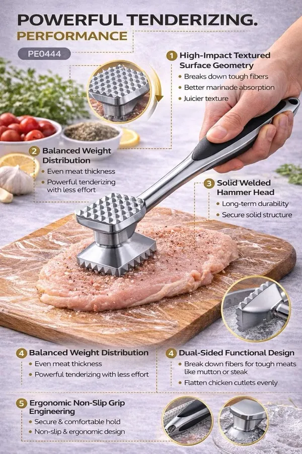 Meat_Tenderizer_Hammer_Dual_Sided_Textured_Head_Stainless_Steel_Ergonomic_Non_Slip_Grip_Silver_And_Black