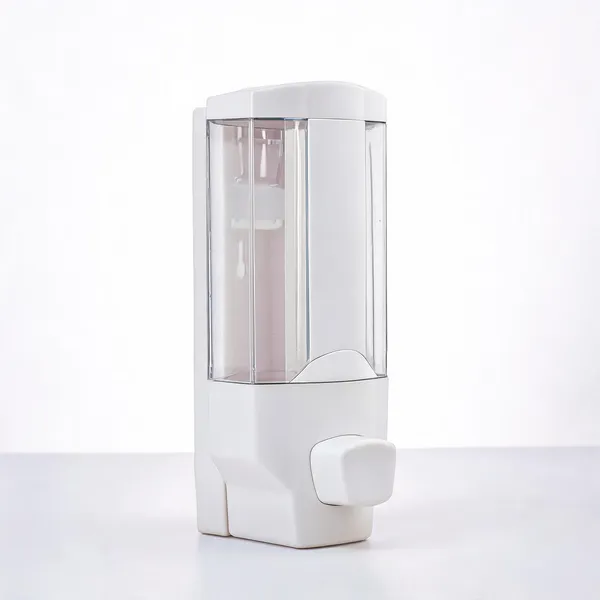 Plastic_Chrome_Wall_Mounted_Soap_Dispenser_White