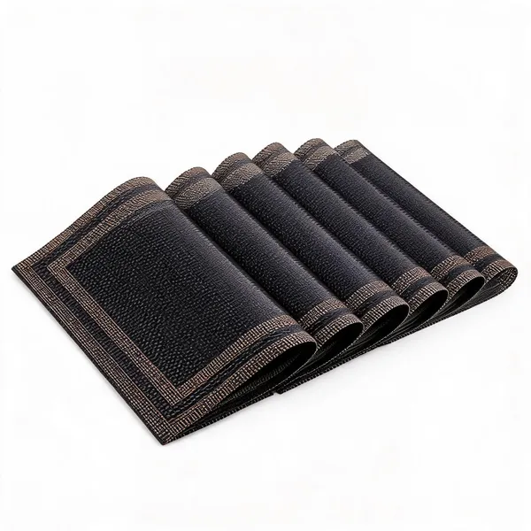 Woven_Synthetic_Fiber_Black_Gold_Border_Dining_Placemat_Set