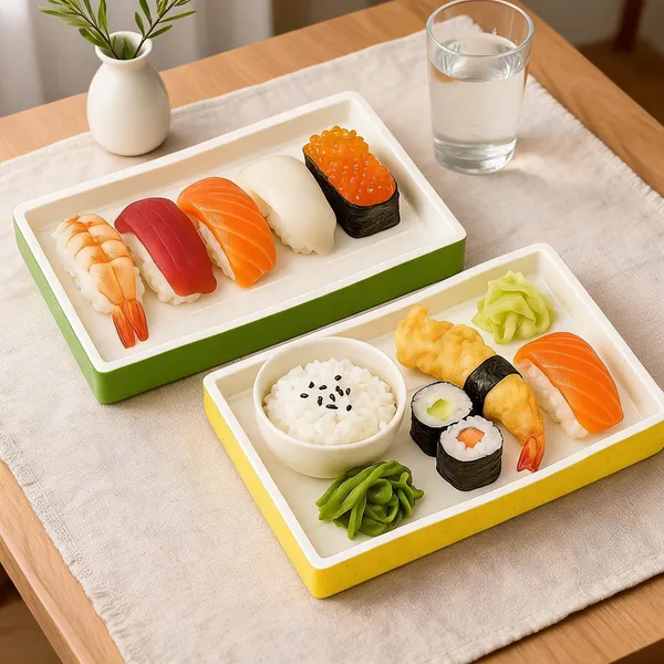 Melamine_Japanese_Style_Sushi_Serving_Set_With_Trays_And_Bowl