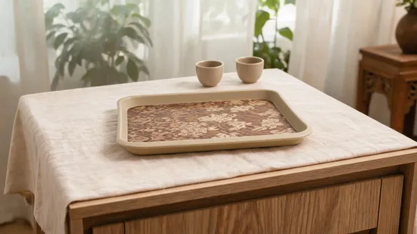 Plastic_Floral_Pattern_Brown_Serving_Tray