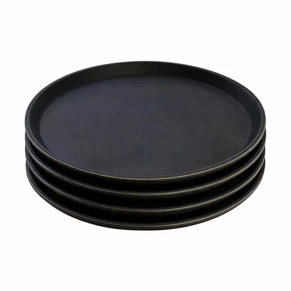 Plastic_Anti-Skid_Round_Serving_Tray_Black