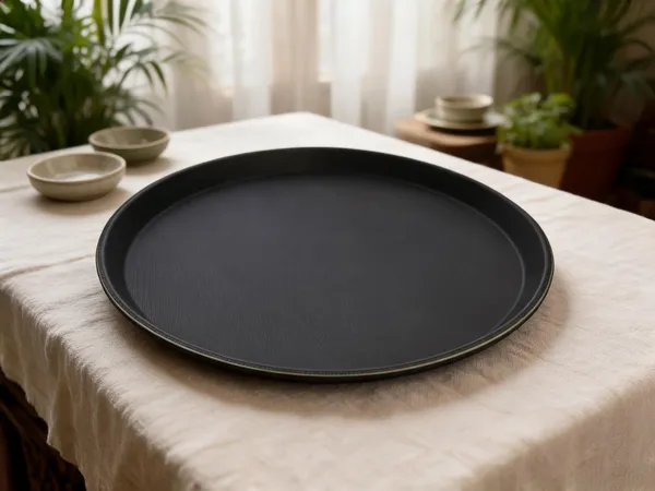 Plastic_Anti-Skid_Round_Serving_Tray_Black
