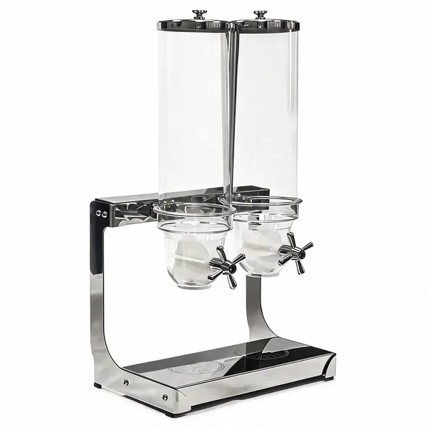 Plastic_Commercial_Dry_Food_Cereal_Dispenser_With_Steel_Stand